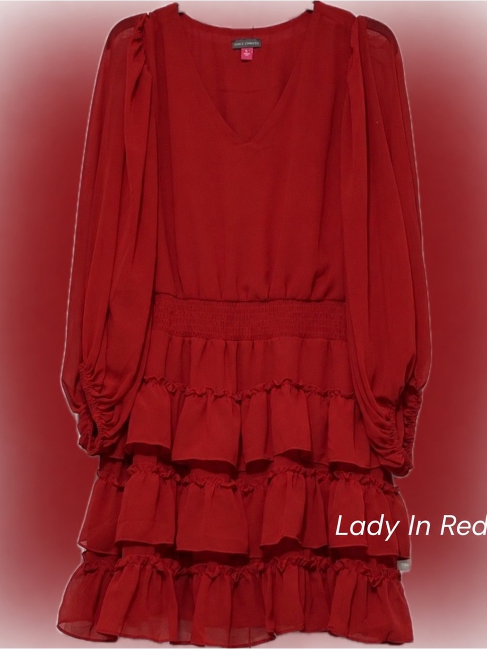 Red Chiffon Tiered Dress